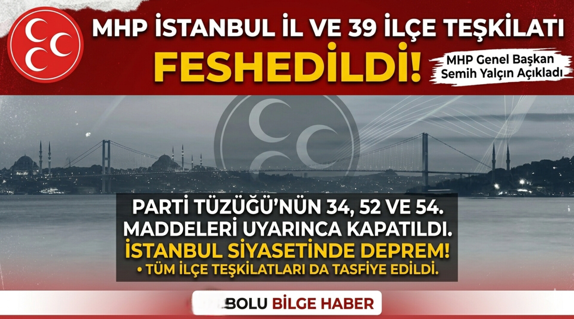 MHP İstanbul Teşkilatı’nda Deprem! İl ve 39 İlçe Başkanlığı Feshedildi