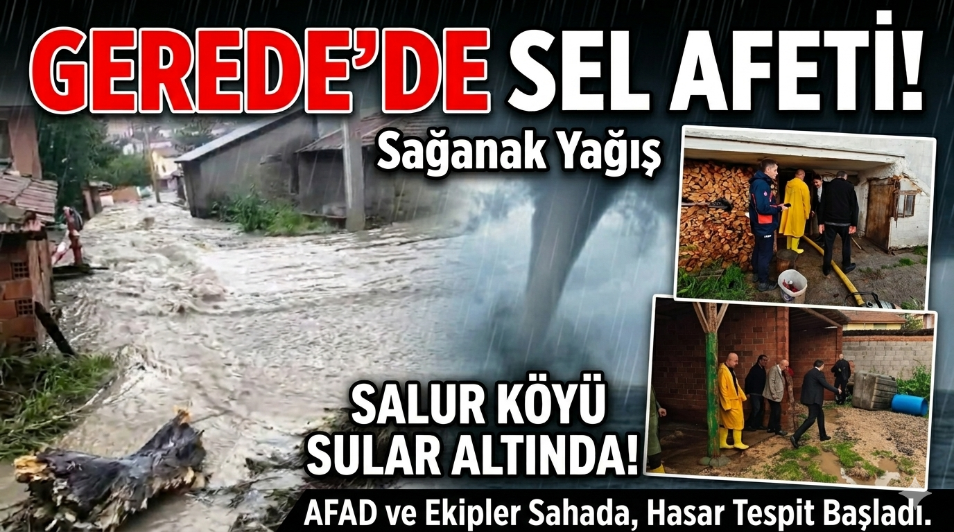 Gerede’de Sağanak Yağış Afete Dönüştü: Salur Köyü Sular Altında!
