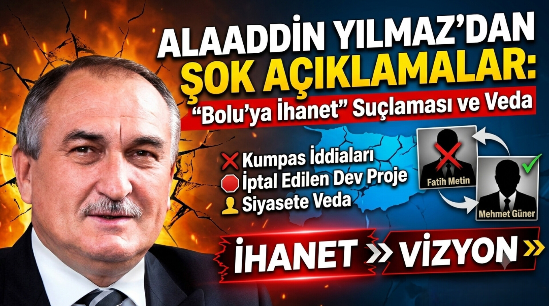 BOLU SİYASETİNDE BOMBA ETKİSİ: ALAADDİN YILMAZ SESSİZLİĞİNİ BOZDU “İHANET” VE “KUMPAS” SUÇLAMALARINDA BULUNDU!