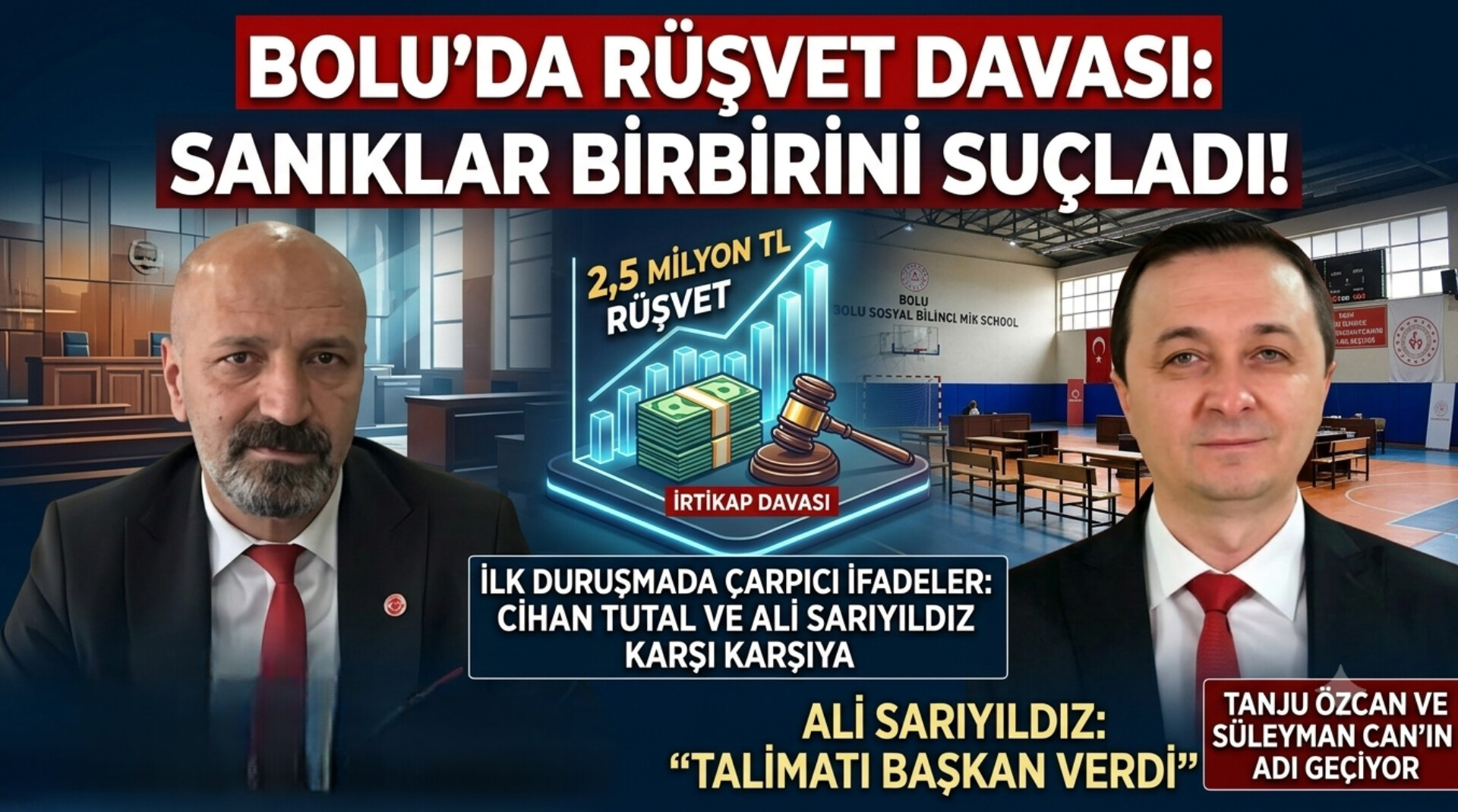 BOLU’DA ‘RÜŞVET VE İRTİKAP’ DAVASINDA İLK DURUŞMA: TUTUKLU SANIKLAR BİRBİRİNİ SUÇLADI