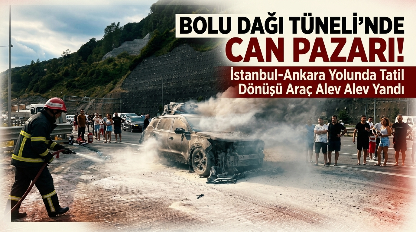 Bolu Dağı Tünel Girişinde Araç Yangını: Tatil Dönüşü Dehşet Anları!