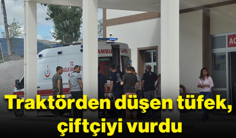 Traktörden düşen tüfek, çiftçiyi vurdu